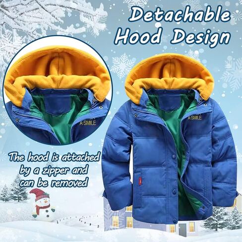 XIFAMNIY Kids Thicken Hooded Jacket Warm Winter Coat Windproof Outwear for Boys Padded Jacket Cool Casual 5-10T in Saudi Arabia