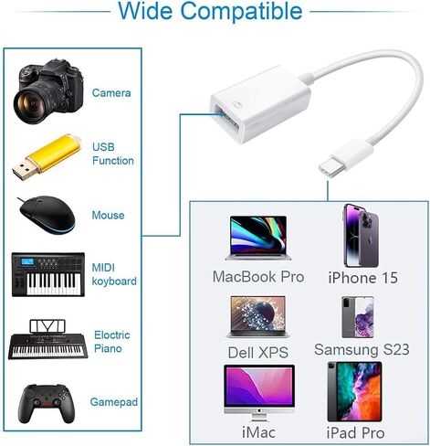 [MFi Certified] USB-C to USB Adapter for iPhone 16 15 Pro Max MacBook Pro Air 2023 iMac i Pad Mini Pro, Type C to USB OTG Cable Converter Support Camera, Card Reader, USB Flash Drive, MIDI Keyboard in Saudi Arabia