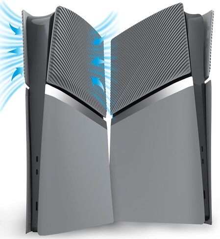 eXtremeRate eXcover Console Replacement Top Bottom Cover Compatible with ps5 Slim Digital Edition, Side Panel Faceplate Back Plate with Cooling Vent Compatible with ps5 Slim Digital Console - Black in Saudi Arabia