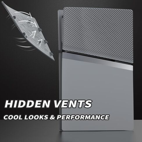 eXtremeRate eXcover Console Replacement Top Bottom Cover Compatible with ps5 Slim Digital Edition, Side Panel Faceplate Back Plate with Cooling Vent Compatible with ps5 Slim Digital Console - Black in Saudi Arabia
