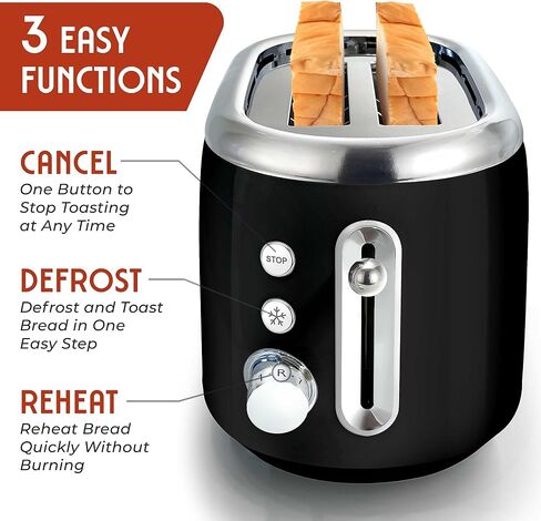 MUELLER HOME Retro Toaster 2 Slice, 7 Browning Levels | 3 Functions (Reheat, Defrost, Cancel), Stainless Steel Features, Removable Crumb Tray, Under Base Cord Storage, Turquoise in Saudi Arabia