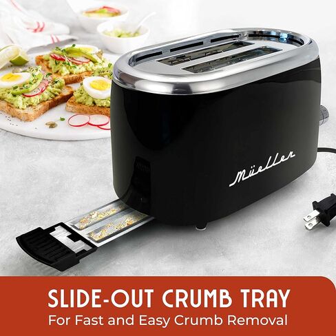 MUELLER HOME Retro Toaster 2 Slice, 7 Browning Levels | 3 Functions (Reheat, Defrost, Cancel), Stainless Steel Features, Removable Crumb Tray, Under Base Cord Storage, Turquoise in Saudi Arabia