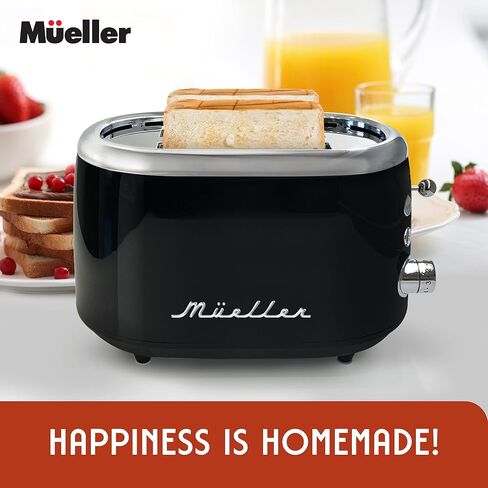 MUELLER HOME Retro Toaster 2 Slice, 7 Browning Levels | 3 Functions (Reheat, Defrost, Cancel), Stainless Steel Features, Removable Crumb Tray, Under Base Cord Storage, Turquoise in Saudi Arabia