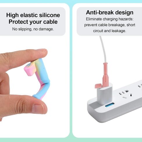 12pcs واقي كبلات البيانات لـ Apple & Dual Type-C ، Silicone Non Slip Charger Saver Dustproof Phone Organizer Tangle Cover Cover Cover Free (6 Colors) in Saudi Arabia
