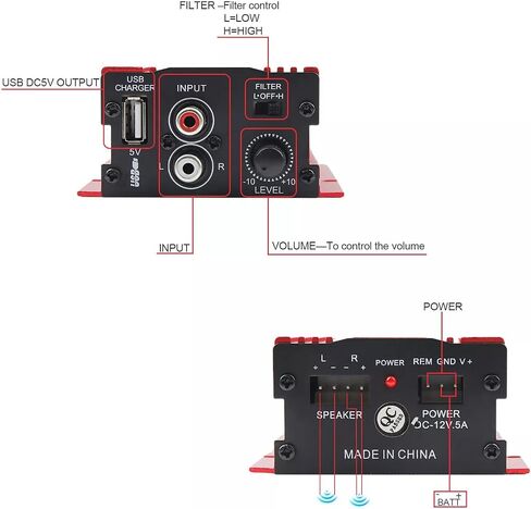 9-14V 2 قناة Mini Stereo Audio Hifi Bass Home Power Amplifier in Saudi Arabia