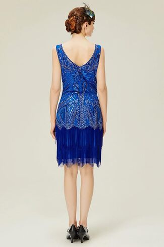 BABEYOND Women’s Flapper Dresses Set 1920s V Neck Beaded Fringed Great Gatsby Dress in Kuwait