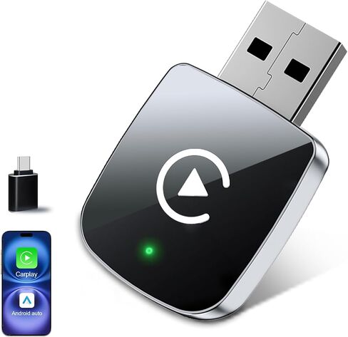 محول CarPlay Mini اللاسلكي لـ iPhone ، 2 في 1 لمحول Apple Carplay و Android Auto ، قم بتحويل سلكية إلى اللاسلكي ، والتوصيل والتشغيل ، و USB إلى USB-C/Type-C ، والتحكم المستقر ولا يوجد تأخير ، أسود ، أسود in Kuwait