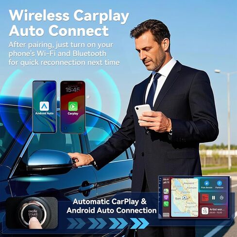 محول CarPlay Mini اللاسلكي لـ iPhone ، 2 في 1 لمحول Apple Carplay و Android Auto ، قم بتحويل سلكية إلى اللاسلكي ، والتوصيل والتشغيل ، و USB إلى USB-C/Type-C ، والتحكم المستقر ولا يوجد تأخير ، أسود ، أسود in Kuwait