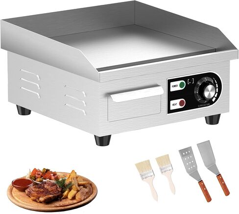 14’’ Commercial Electric Griddle - Electric Cast Iron Griddle w/Stainless Steel Material and Non-Stick, 110V Commercial Griddle w/ 1/2" Thick Iron Cooking Plate for Indoor and Restaurant in Kuwait
