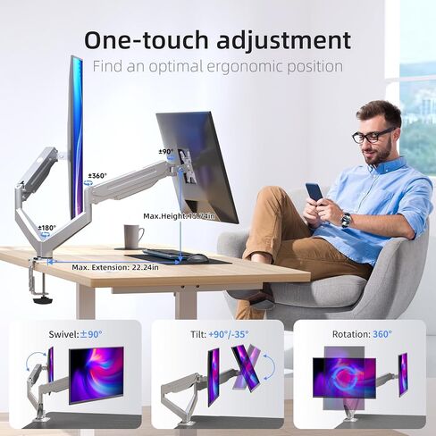 Suptek Triple Monitor Mount لمعظم شاشات من 17 إلى 32 بوصة ، وينبراء غاز تعديل Triple Monitor Mount Mount مع مجموعة Clamp & Grommet ، Black (MD8003) in Saudi Arabia