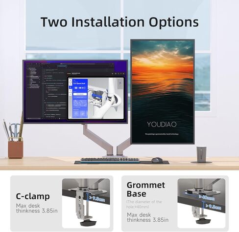 Suptek Triple Monitor Mount لمعظم شاشات من 17 إلى 32 بوصة ، وينبراء غاز تعديل Triple Monitor Mount Mount مع مجموعة Clamp & Grommet ، Black (MD8003) in Saudi Arabia