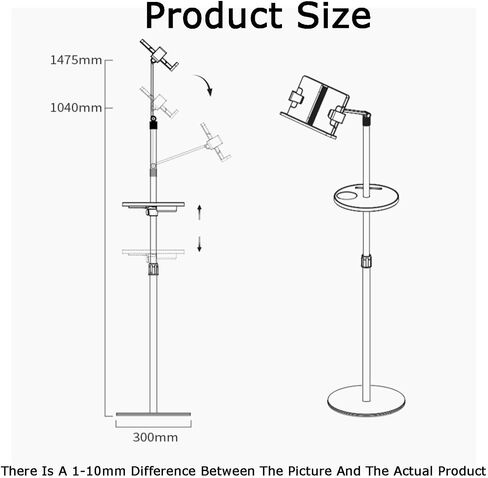 Adjustable Floor Stand with Tray for Sheet Music and Recipes, Panel Width and Angle Customizable in Saudi Arabia
