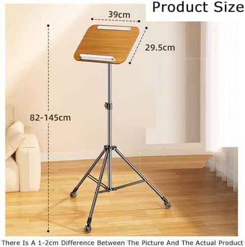 Adjustable Floor Stand with Brake Wheels for Music Sheets, Recipes, and Textbooks, Height Customizable for e Use in Saudi Arabia