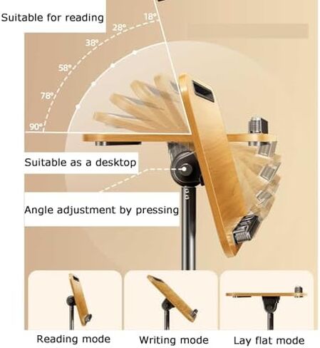 Adjustable Floor Stand with Brake Wheels for Music Sheets, Recipes, and Textbooks, Height Customizable for e Use in Saudi Arabia
