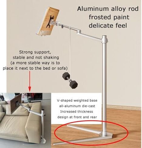 Adjustable Floor Stand for Books and Sheet Music, 180° Angle and Height Customization, Ideal for Reading and Cooking in Saudi Arabia