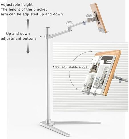 Adjustable Floor Stand for Books and Sheet Music, 180° Angle and Height Customization, Ideal for Reading and Cooking in Saudi Arabia