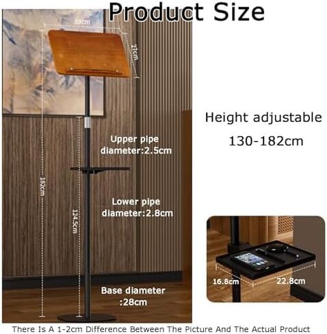 Adjustable Floor Book Stand with Tray, Sturdy Reading Stand for Cookbooks, Textbooks, and Sheet Music, Enhances Reading Comfort in Saudi Arabia