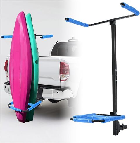 ECOTRIC RV Hitch Mount Kayak Rack Fits up to 12'' Kayaks Vertical Standing Kayak Carrier 2'' Hitch Receiver Height Adjustable 150LBS for RV Truck SUV Heavy Duty Steel in Saudi Arabia