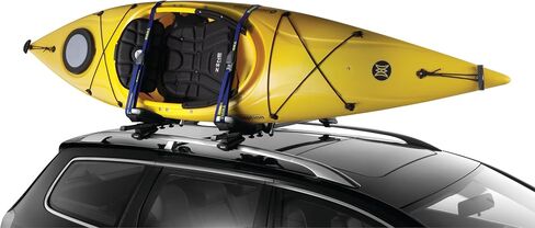 Thule Hullaport Pro - حامل قوارب الكاياك على السطح - قابلة للطي J -cradle - سعة تحميل 75 رطل - تشمل 2 Bow & Stern Tie Downs & 2 straps - يناسب معظم رفوف السقف in Kuwait