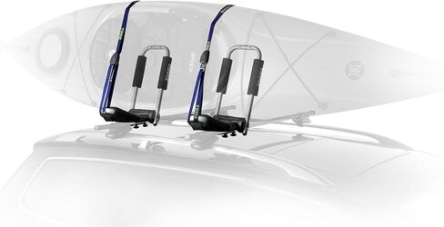 Thule Hullaport Pro - حامل قوارب الكاياك على السطح - قابلة للطي J -cradle - سعة تحميل 75 رطل - تشمل 2 Bow & Stern Tie Downs & 2 straps - يناسب معظم رفوف السقف in Kuwait