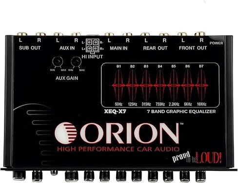 Orion XEQ-X70BTM 7-Band Graphic Equalizer W/Bluetooth –Marine Grade IPX5 Rated, Subwoofer Control, Front 3.5mm AUX Input, Rear RCA, High Level Speaker Input, Half-DIN Size for Boats, ATVs, UTVs, Cars in Saudi Arabia