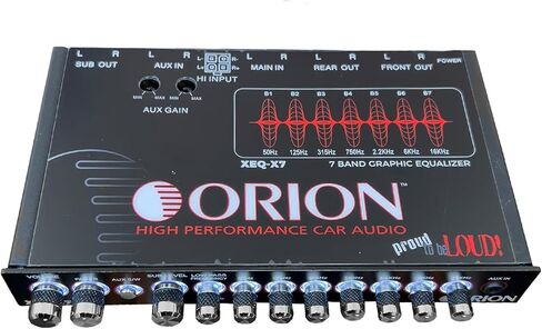Orion XEQ-X70BTM 7-Band Graphic Equalizer W/Bluetooth –Marine Grade IPX5 Rated, Subwoofer Control, Front 3.5mm AUX Input, Rear RCA, High Level Speaker Input, Half-DIN Size for Boats, ATVs, UTVs, Cars in Saudi Arabia