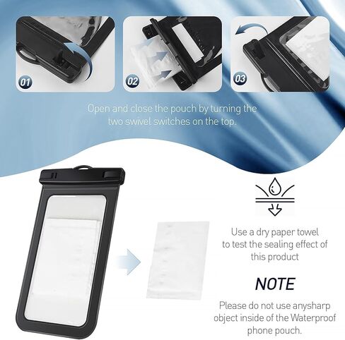 1/2/4 حقيبة مقاومة للماء حقيبة جافة على الهاتف المحمول المتوافقة مع iPhone 16 15 14 13 12 Pro Max Plus Black | Universal ، حتى 8.3 "، سفينة سياحية ، قوارب الكاياك ، شاطئ أساسي ، IPX8 مقاومة للمياه ، 1 حزمة in Kuwait