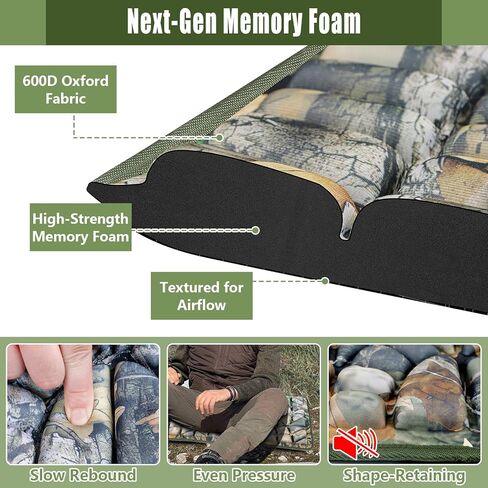 Two Man Tree Stand Seat Cushion, Foldable Memory Foam, Silent Waterproof | Deer Stand Seat Cushion, Waterproof Replacement Pad, Outdoor Hunting, Deer Tree Ladder Stand Accessories, Two Man Seat in Saudi Arabia