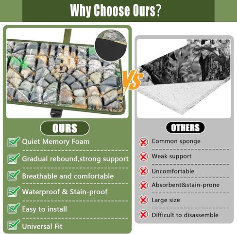 Two Man Tree Stand Seat Cushion, Foldable Memory Foam, Silent Waterproof | Deer Stand Seat Cushion, Waterproof Replacement Pad, Outdoor Hunting, Deer Tree Ladder Stand Accessories, Two Man Seat in Saudi Arabia