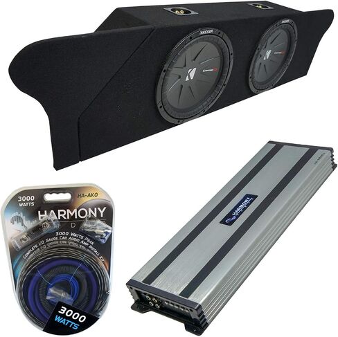 Harmony Audio Compatible with 2010-2015 Chevy Camaro Coupe Trunk Kicker Bundle CompR CWR12 Dual 12" Sub Box Enclosure & Harmony HA-A1500.1 Amp in Saudi Arabia