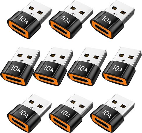 10pack 200W USB C إلى محول USB ، مع شحن سريع ونقل البيانات 480 ميجابايت ، محول USB C لـ Apple Watch Ultra Iwatch Series 8 ، iPhone 16 15 Plus Pro Max ، Black in Kuwait