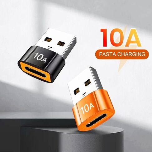10pack 200W USB C إلى محول USB ، مع شحن سريع ونقل البيانات 480 ميجابايت ، محول USB C لـ Apple Watch Ultra Iwatch Series 8 ، iPhone 16 15 Plus Pro Max ، Black in Kuwait
