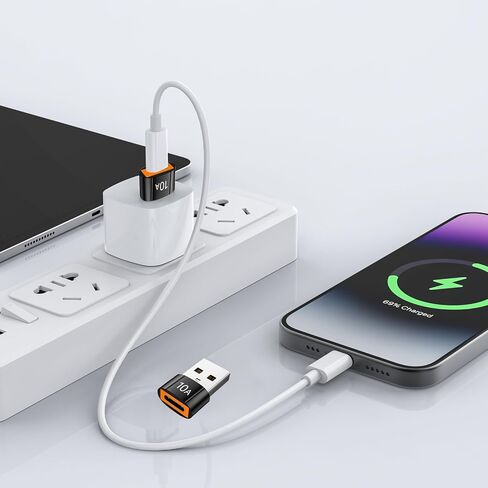 10pack 200W USB C إلى محول USB ، مع شحن سريع ونقل البيانات 480 ميجابايت ، محول USB C لـ Apple Watch Ultra Iwatch Series 8 ، iPhone 16 15 Plus Pro Max ، Black in Kuwait