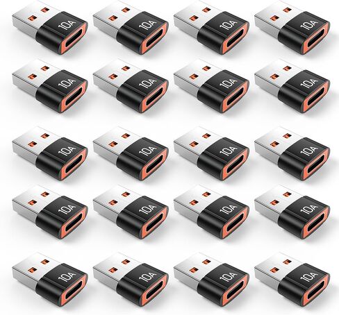 10pack 200W USB C إلى محول USB ، مع شحن سريع ونقل البيانات 480 ميجابايت ، محول USB C لـ Apple Watch Ultra Iwatch Series 8 ، iPhone 16 15 Plus Pro Max ، Black in Kuwait