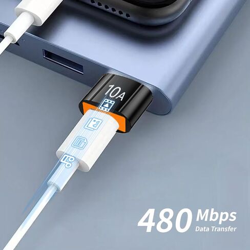 10pack 200W USB C إلى محول USB ، مع شحن سريع ونقل البيانات 480 ميجابايت ، محول USB C لـ Apple Watch Ultra Iwatch Series 8 ، iPhone 16 15 Plus Pro Max ، Black in Kuwait