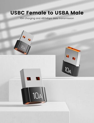 10pack 200W USB C إلى محول USB ، مع شحن سريع ونقل البيانات 480 ميجابايت ، محول USB C لـ Apple Watch Ultra Iwatch Series 8 ، iPhone 16 15 Plus Pro Max ، Black in Kuwait