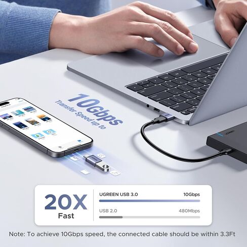 UGREEN USB إلى USB C Adapter & USB C إلى محول USB Combo 4-Pack ، شاحن محول من النوع C من النوع 10 متوافق مع MacBook و iPhone 16/15 و iPad و Samsung Galaxy و Apple Watch in Kuwait