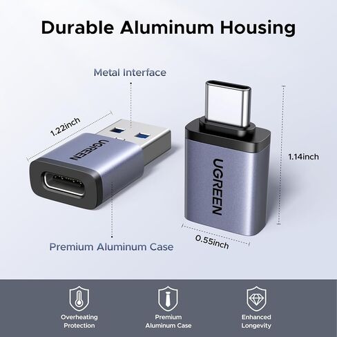 UGREEN USB إلى USB C Adapter & USB C إلى محول USB Combo 4-Pack ، شاحن محول من النوع C من النوع 10 متوافق مع MacBook و iPhone 16/15 و iPad و Samsung Galaxy و Apple Watch in Kuwait
