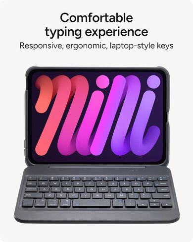 Zagg Slim Book Mini iPad Mini (A17 Pro)/ (Gen 6) حالة لوحة المفاتيح - لوحة مفاتيح قابلة للفصل بلوتوث ومستعصلات وقائية ، ضئيلة ، مضغوطة ، مفصلات مغناطيسية ، زوايا مشاهدة متعددة ، كتابة مريحة in Saudi Arabia