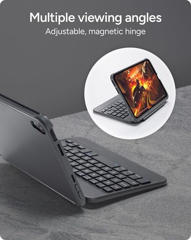 Zagg Slim Book Mini iPad Mini (A17 Pro)/ (Gen 6) حالة لوحة المفاتيح - لوحة مفاتيح قابلة للفصل بلوتوث ومستعصلات وقائية ، ضئيلة ، مضغوطة ، مفصلات مغناطيسية ، زوايا مشاهدة متعددة ، كتابة مريحة in Saudi Arabia