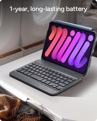 Zagg Slim Book Mini iPad Mini (A17 Pro)/ (Gen 6) حالة لوحة المفاتيح - لوحة مفاتيح قابلة للفصل بلوتوث ومستعصلات وقائية ، ضئيلة ، مضغوطة ، مفصلات مغناطيسية ، زوايا مشاهدة متعددة ، كتابة مريحة in Saudi Arabia
