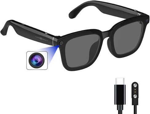 AI Smart Camera Glasses: HD 1080P Video Recording and Photo Taking, Translation, Assistant Conversation, Suitable for Outdoor and Indoor, Cycling, Hiking Travel (Black Sunglasses) in Saudi Arabia