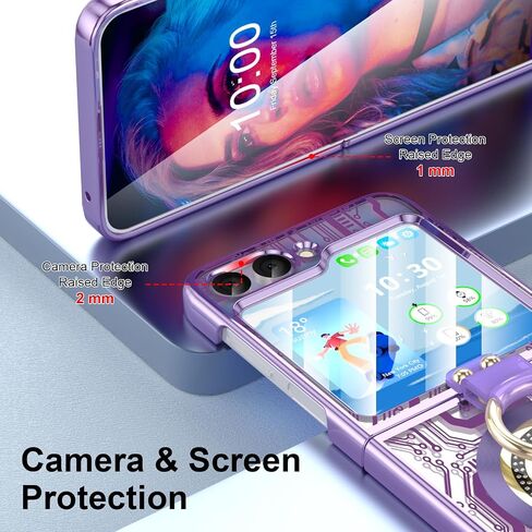 تم تصميمه لـ Samsung Galaxy Z Flip 5 Case With Ring [متوافق مع Magsafe] ، حالة غلاف الهاتف الواقي المضاد للصدمات المقاومة للصدمات للمجرة Z Flip 5 Case 5 G 2023 (Purple) in Kuwait