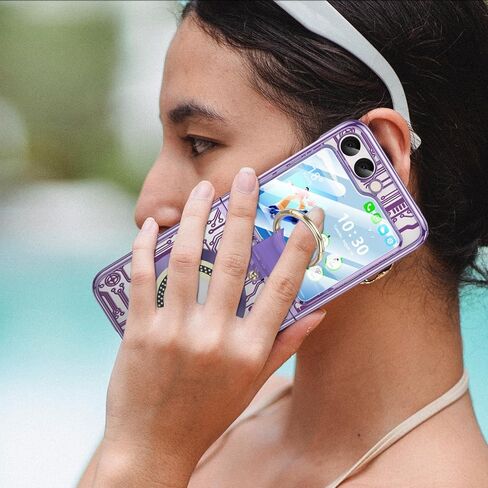 تم تصميمه لـ Samsung Galaxy Z Flip 5 Case With Ring [متوافق مع Magsafe] ، حالة غلاف الهاتف الواقي المضاد للصدمات المقاومة للصدمات للمجرة Z Flip 5 Case 5 G 2023 (Purple) in Kuwait