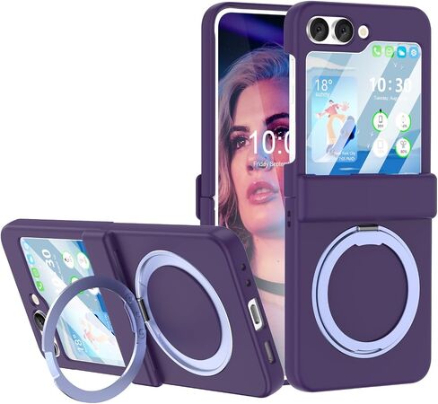 تم تصميمه لـ Samsung Galaxy Z Flip 5 Case With Ring [متوافق مع Magsafe] ، حالة غلاف الهاتف الواقي المضاد للصدمات المقاومة للصدمات للمجرة Z Flip 5 Case 5 G 2023 (Purple) in Kuwait