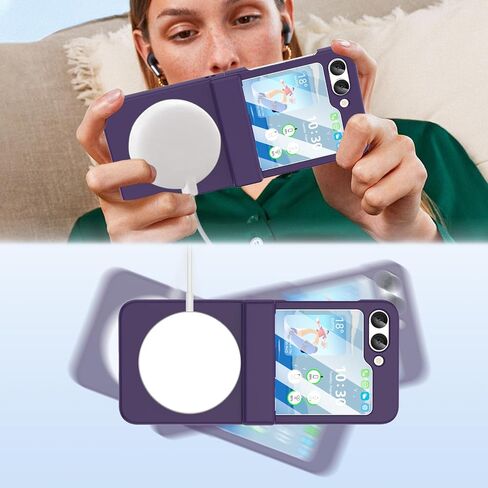 تم تصميمه لـ Samsung Galaxy Z Flip 5 Case With Ring [متوافق مع Magsafe] ، حالة غلاف الهاتف الواقي المضاد للصدمات المقاومة للصدمات للمجرة Z Flip 5 Case 5 G 2023 (Purple) in Kuwait