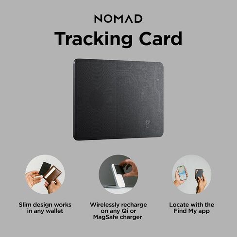 بطاقة تتبع Nomad ، تتبع البطاقات النحيف مع IPX7 مقاوم للماء وإثبات الغبار - تعقب البطاقات للمحفظة والأمتعة وجواز سفر ، 5 أشهر تتبع بطارية طويلة ، قابلة لإعادة الشحن ، متوافقة مع iOS فقط in Kuwait