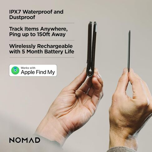 بطاقة تتبع Nomad ، تتبع البطاقات النحيف مع IPX7 مقاوم للماء وإثبات الغبار - تعقب البطاقات للمحفظة والأمتعة وجواز سفر ، 5 أشهر تتبع بطارية طويلة ، قابلة لإعادة الشحن ، متوافقة مع iOS فقط in Kuwait