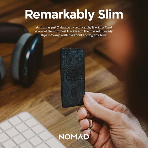 بطاقة تتبع Nomad ، تتبع البطاقات النحيف مع IPX7 مقاوم للماء وإثبات الغبار - تعقب البطاقات للمحفظة والأمتعة وجواز سفر ، 5 أشهر تتبع بطارية طويلة ، قابلة لإعادة الشحن ، متوافقة مع iOS فقط in Kuwait