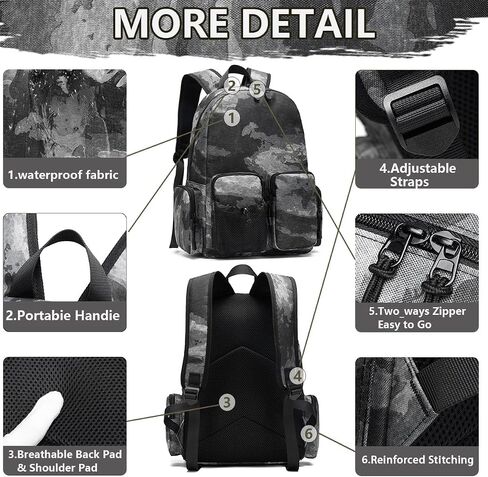 TIANHAOPUJU Camouflage Tactical Backpack for Teen Boys & Men,Water Resistant PVC for Outdoor Hunting Hiking Fishing Travel in Saudi Arabia
